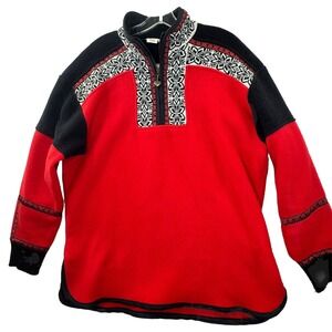 Vintage Obermeyer Ski Sweater Women's Oversized Medium 1/4 Zip Made In Canada‎